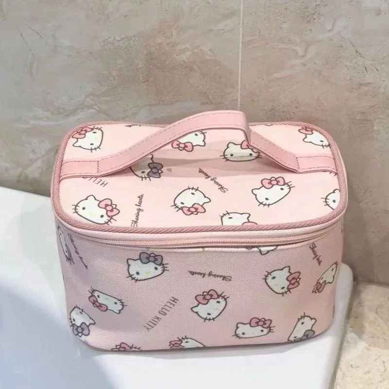Pink Japanese Hello Kitty Makeup Bag Portable Cartoon Kawaii Cute Hello Kitty Storage Bag Birthday Gift