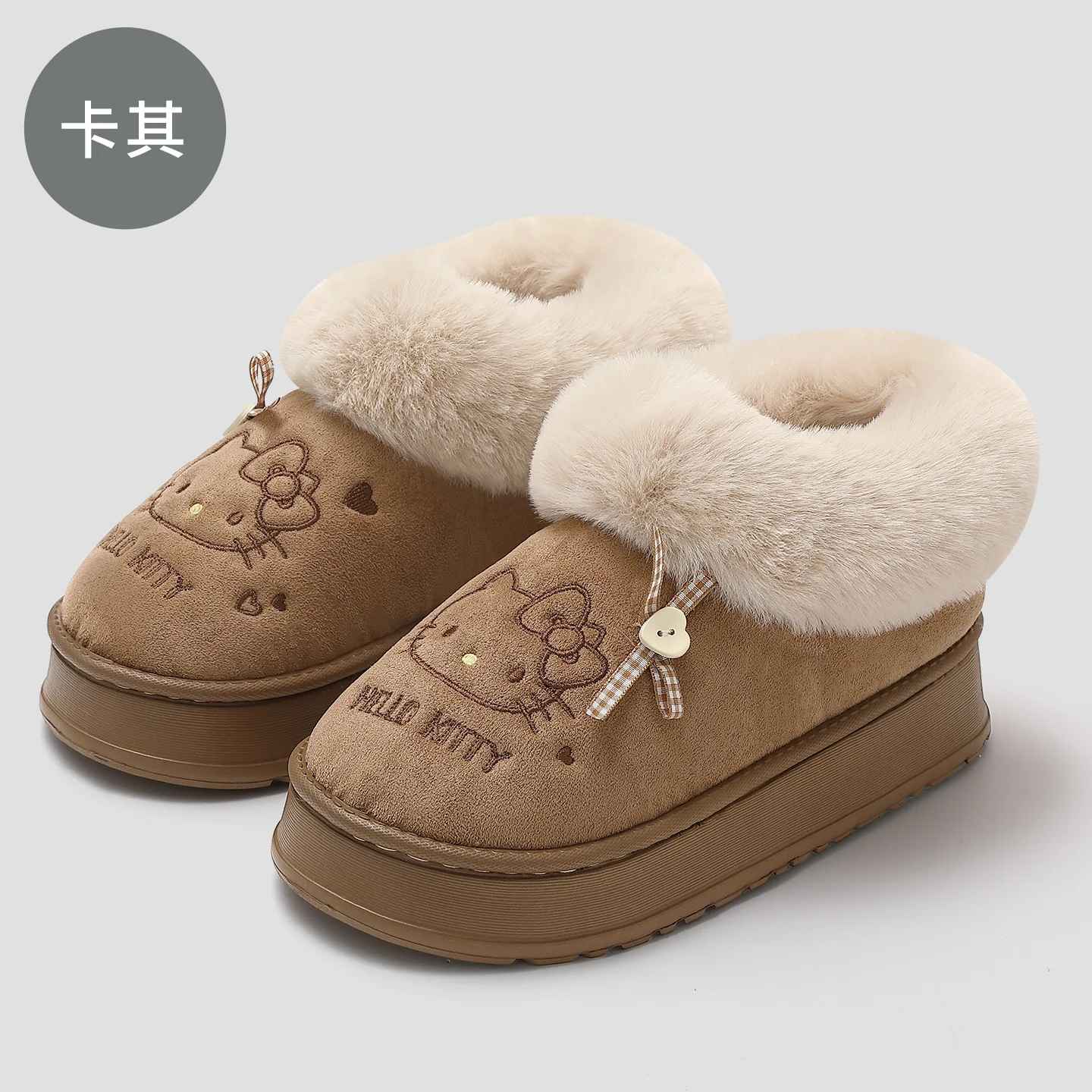 Winter Anime Kittys Women Plush Cotton Shoes Kawaii Cartoon Thicken Indoor Home Plush Warm Sweet Girls Comfortable Cotton Shoes