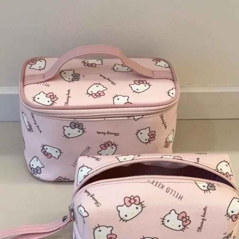 Pink Japanese Hello Kitty Makeup Bag Portable Cartoon Kawaii Cute Hello Kitty Storage Bag Birthday Gift