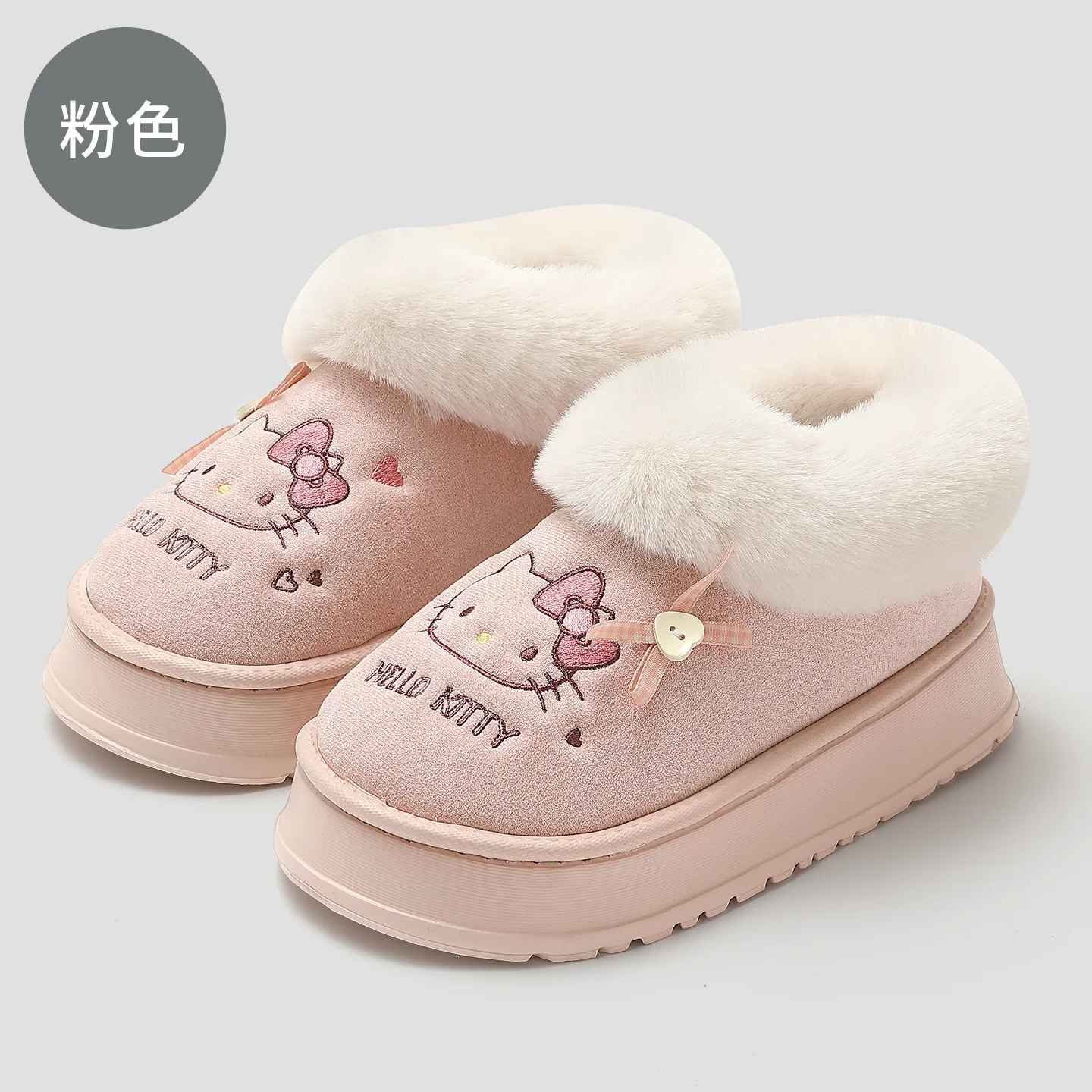 Winter Anime Kittys Women Plush Cotton Shoes Kawaii Cartoon Thicken Indoor Home Plush Warm Sweet Girls Comfortable Cotton Shoes